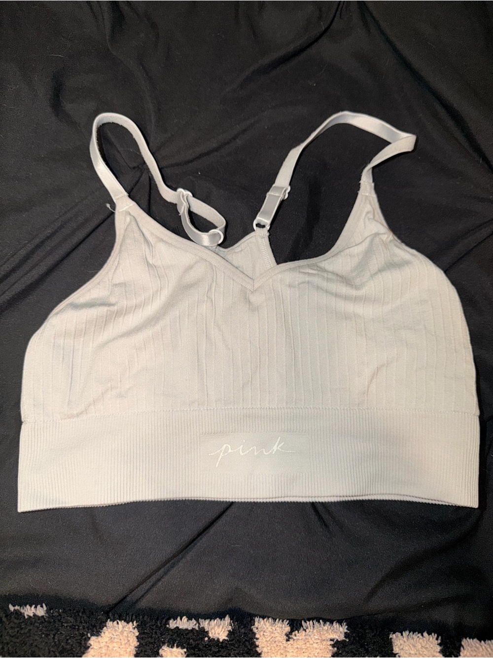 PINK Victoria's Secret Ribbed Seamless Sports Bralette - Light Gray